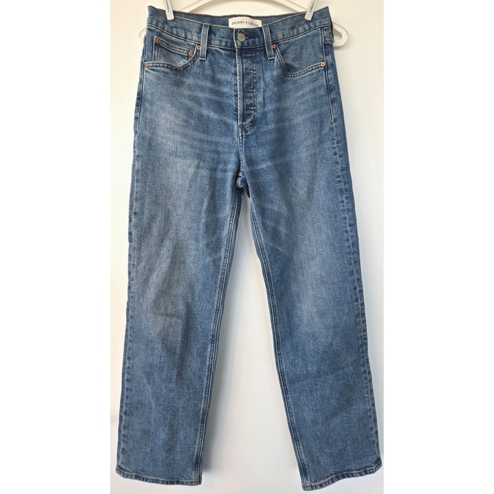 Aritzia Denim Forum The Arlo High Rise Straight Jeans W Sz 28L Med Wash Y2K